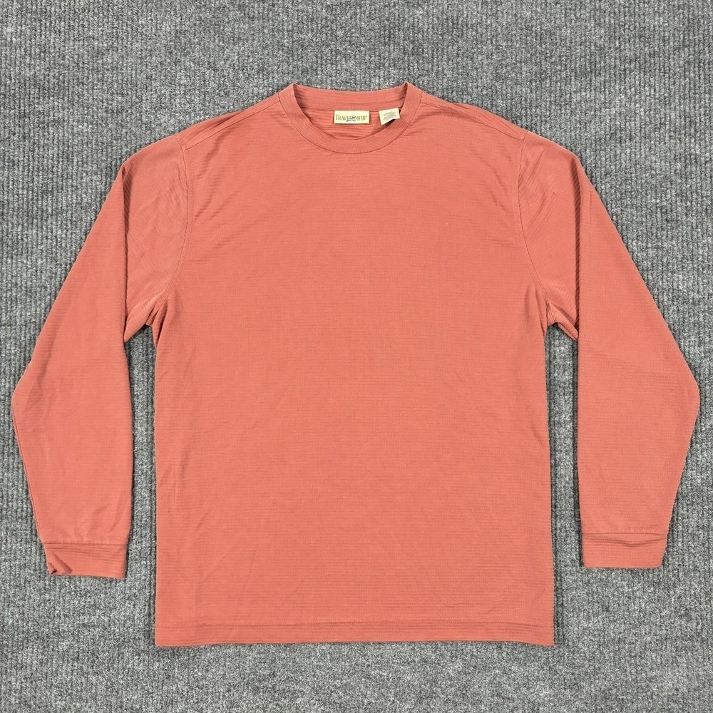 TravelSmith Shirt Mens XL Pink Long Sleeve Modal Crew Neck Basic Jersey Tee